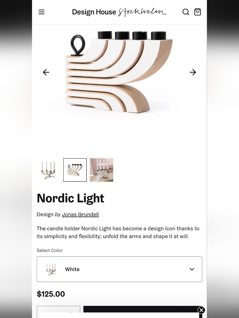 Nordic Light Wooden Candle Holder in White